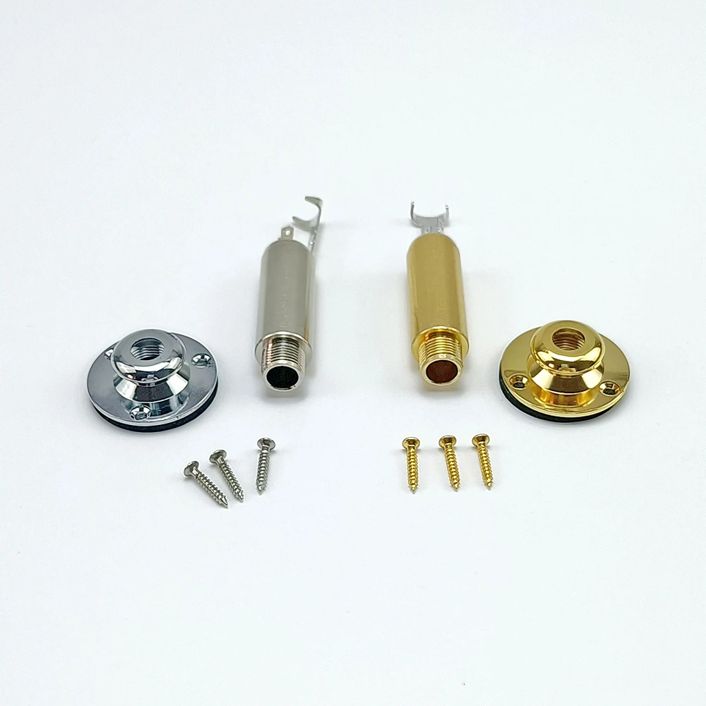 Acoustic Electric Guitar Mono End Pin Jack Endpin Jack Socket Plug 6.35mm 1/4 Inch Copper Material with Screws Guitar Parts