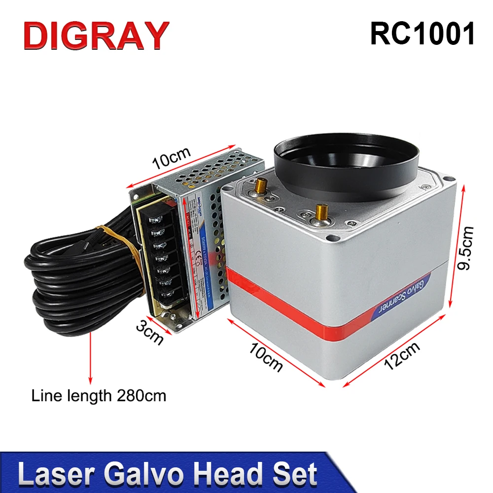 DIGRAY SINO-GALVO RC1001 CO2 & Fiber Laser Scan Galvo Head Set 10.6Um 1064nm Apeature 10mm Galvanometer Scanner with Power Suppl