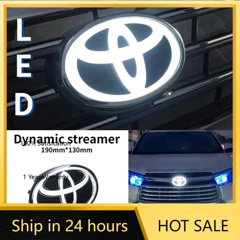 

2026 Горячие колпаки для ступиц Toyota 190 мм светодиодная динамическая светящаяся эмблема для Toyota Land Cruiser/PRADO, передняя решетка, капот, значок с логотипом автомобиля Ca