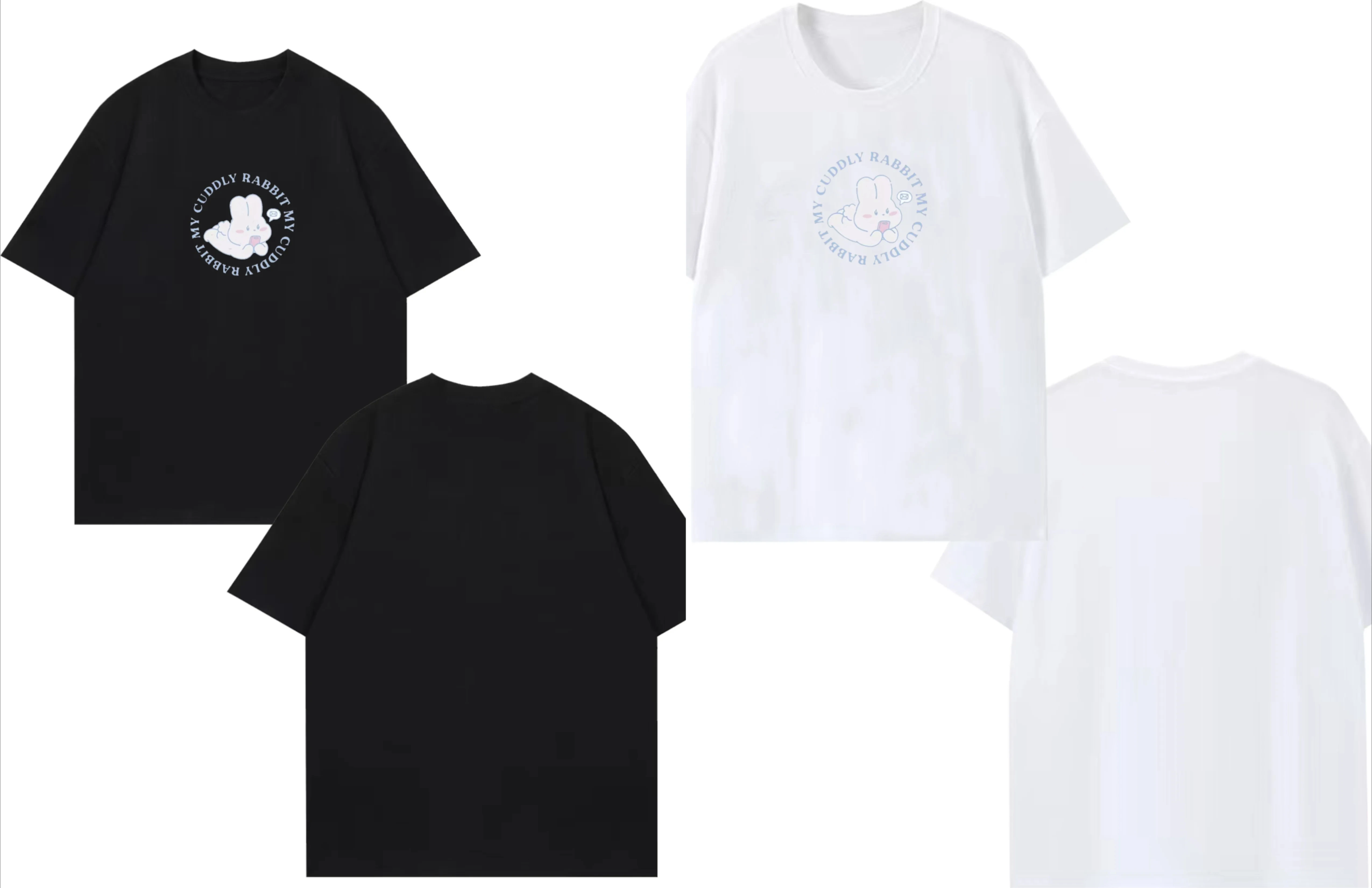 

My Cuddy Rabbit cartoon pattern T-shirt for men and women fashionable and casual street wear printed art design 2025 fashion