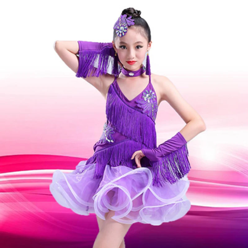 Jupe de danse latine avec pompon pour enfants, vêtements d'exercice pour filles, performance de jeu, 303, nouveau