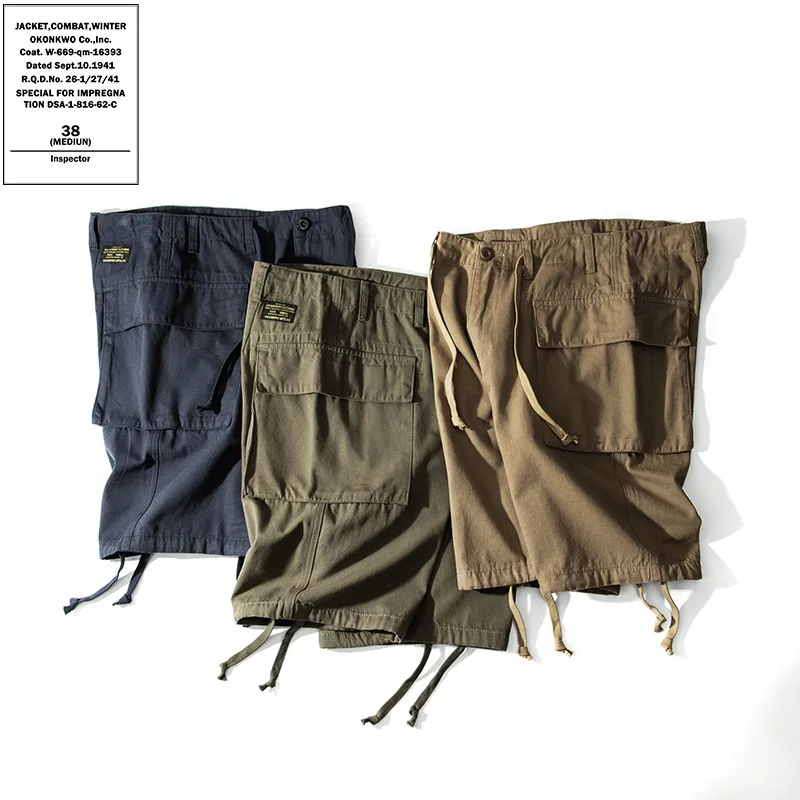 

Multi-ket Canvas Work Trousers Large kets Five-Quarter Length Labor Workwear Casual Pants Youth Summer Wear