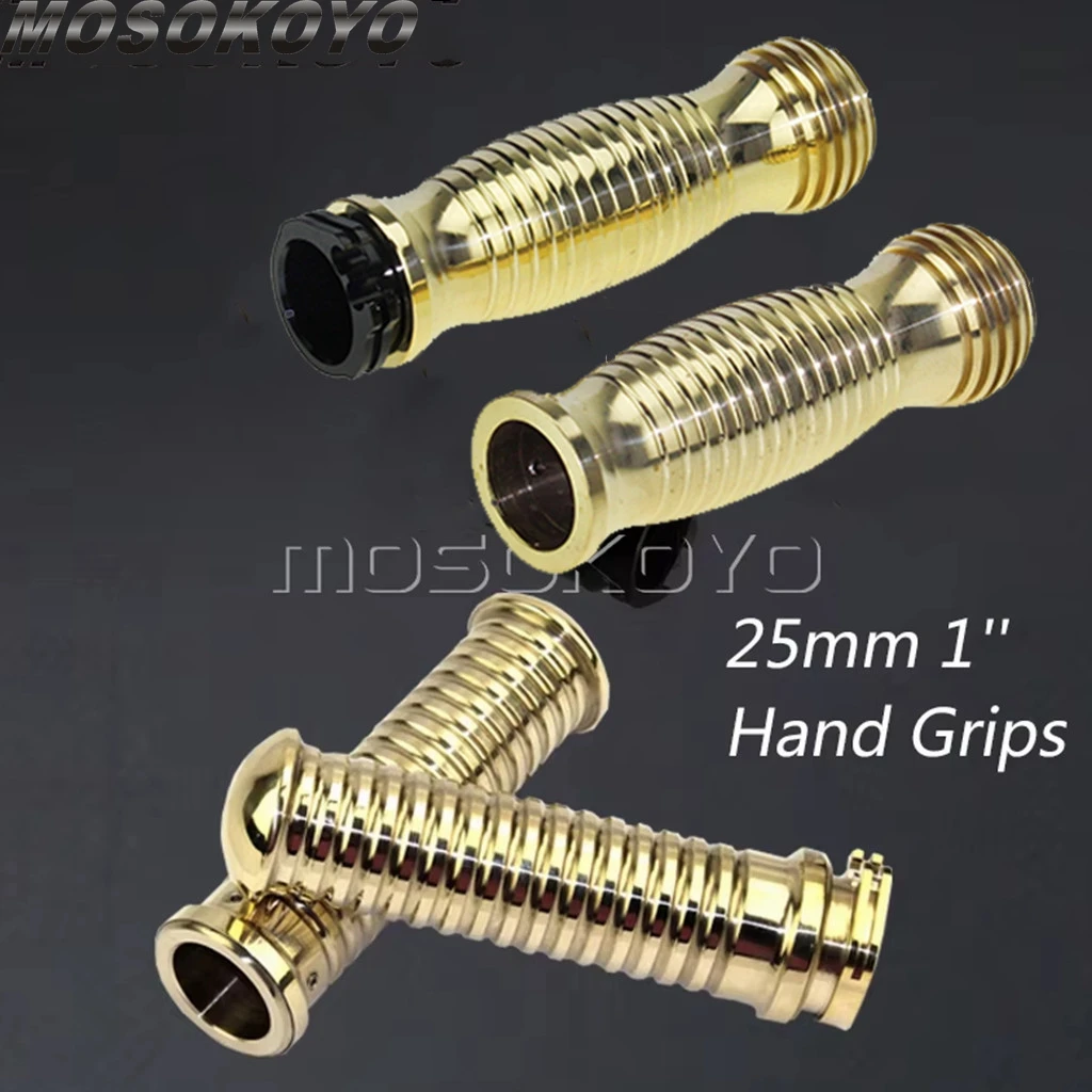 

Brass Motorcycle 1" Handle Bar Hand Grips Universal 25mm Handlebar Grip for Harley Street Glide FLHX Honda Suzuki Chopper Bobber