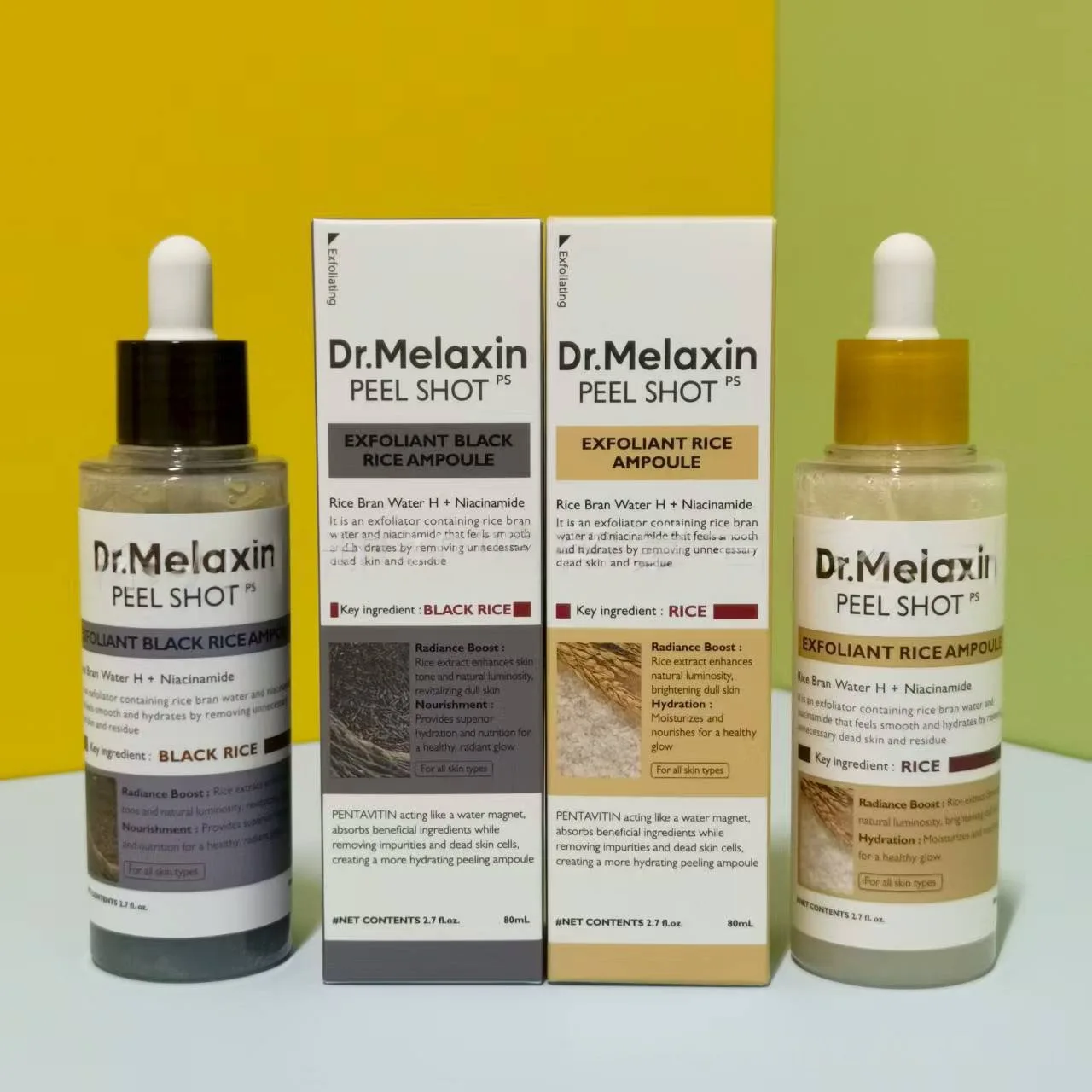 Esencia Exfoliante de Arroz Blanco y Negro Dr. Melaxin Peel Shot, Repara la Barrera Cutánea, Controla la Grasa, Hidrata, Cuidado de la Piel Coreano
