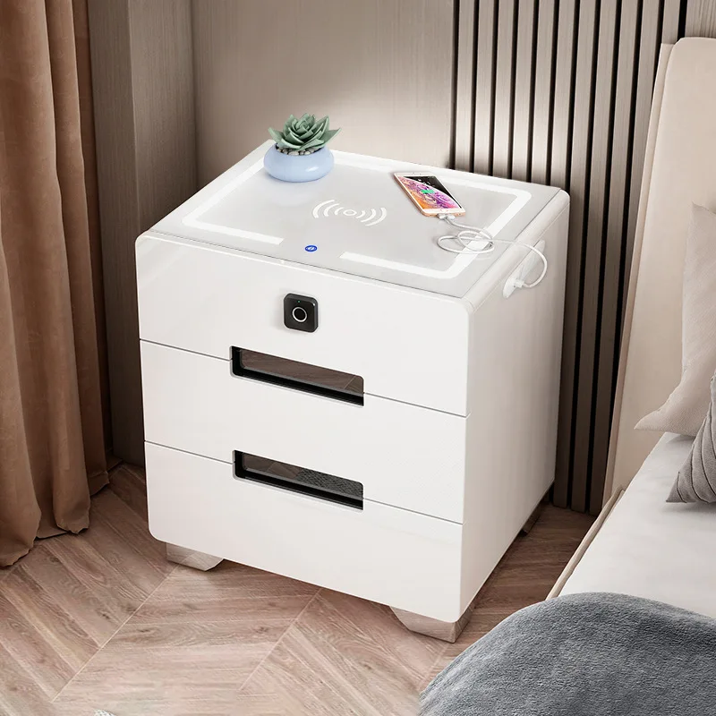 الجملة طاولة السرير الذكية مع مكبرات الصوت LED ضوء شحن لاسلكي الحديثة الفاخرة متعددة الوظائف منضدة لغرفة النوم #3