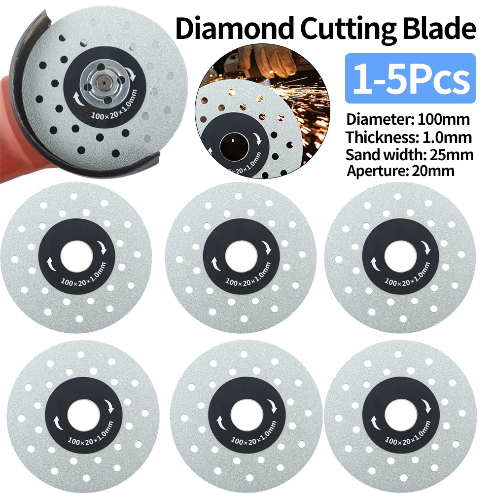 1-5Pcs 100mm Diamond Dry Cutting Blade Disc Porcelain Ceramic Tile Turbo Thin stoneware discs for Marble Machine Angle Grinder