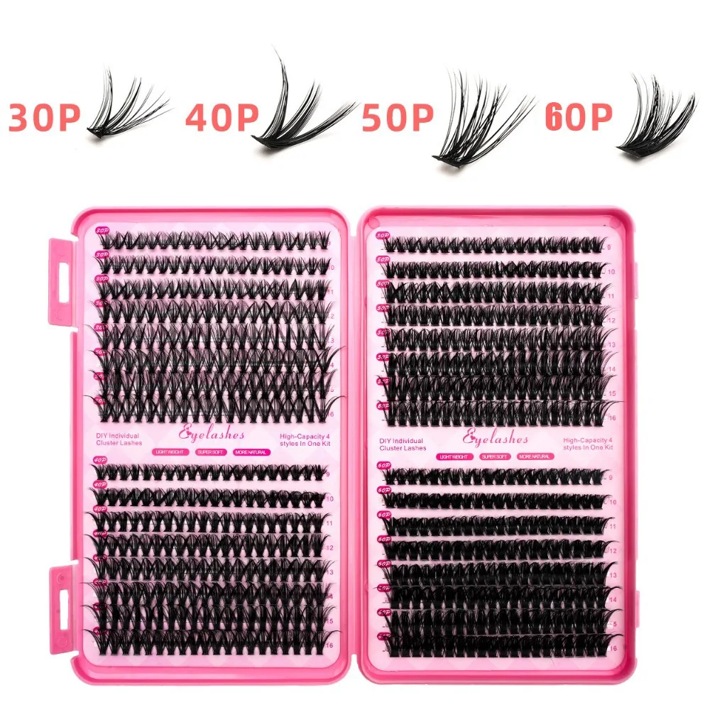 

Natural Look False Eyelashes 3D Volume Fluffy Clusters 3D Faux Mink Lash Volume Fans Wispy Style DIY Lash Extension Kit
