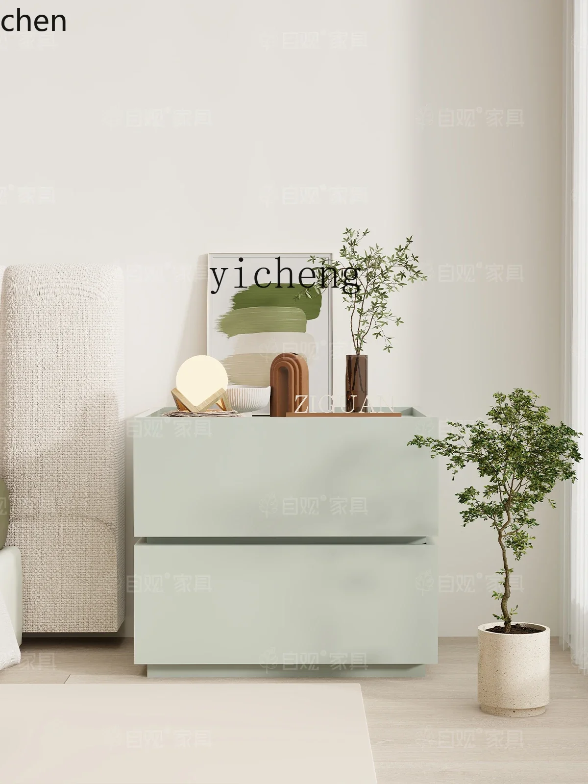 AA  Bedside Table Bedroom Bedside Storage Rack Antique Style Storage Cabinet Sofa Side Cabinet