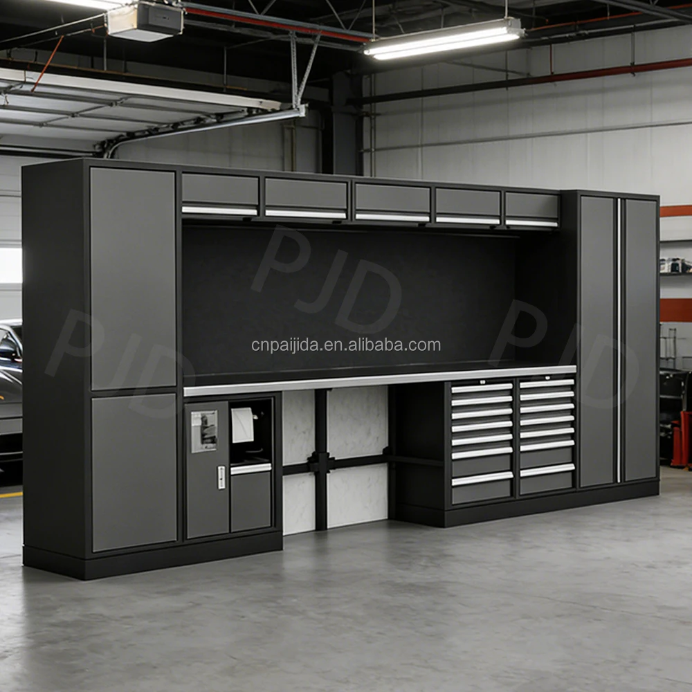 Metal Workshop Tool Cabinet Workbench Combination Industrial Steel Tool Cabinet System With WorkbenchATV&UTV