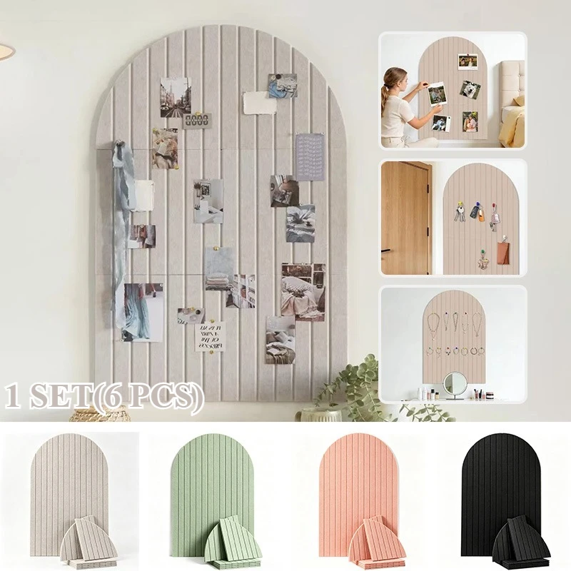 Arch Vertical Stripe Self‑Adhesive Felt Acoustic Wall Panel Pin Board Photo Display Memo Note Wall Tile For Home Office Sticker