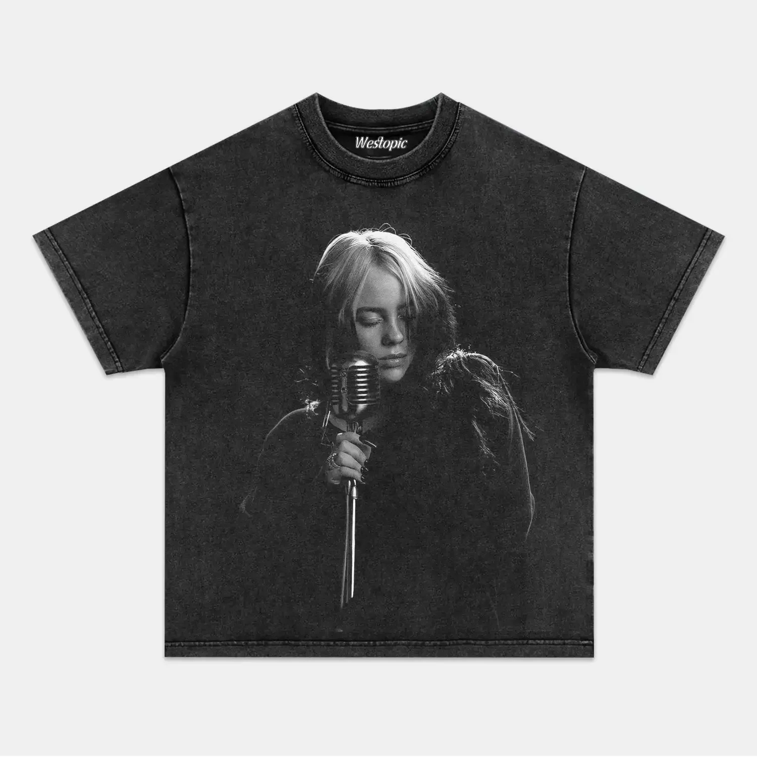 BILLIE EILISH American Trendy Vintage Washed Graphic Print T-shirts Men Women Tops Oversized Cotton Short Sleeves Oversized Tees