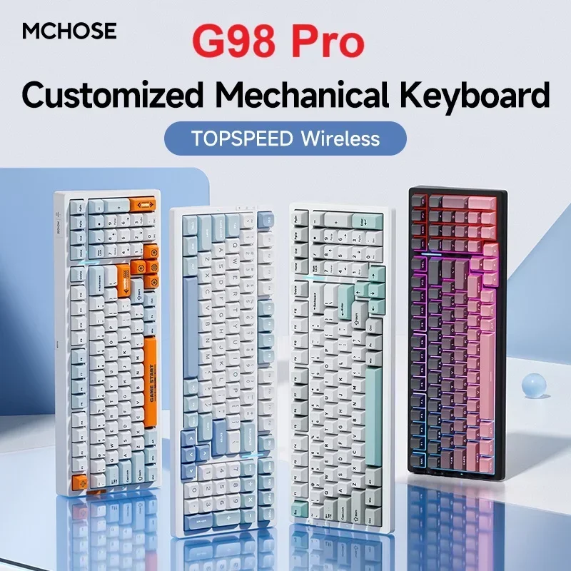 MCHOSE G98 Pro Customized Mechanical Keyboard 1ms Low Latency Gasket Structure 8000mAh Tri-mode BT 2.4g Wireless Hot-swappable