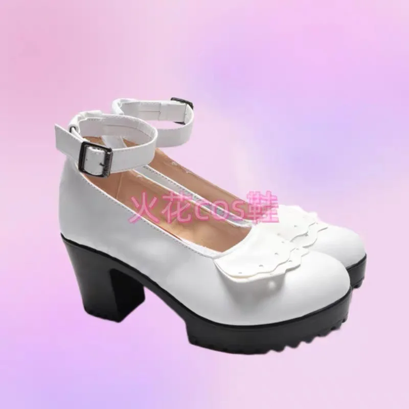 Asuka Langley Soryu Cosplay Lolita Dress Shoes Białe buty ze skóry PU Damskie