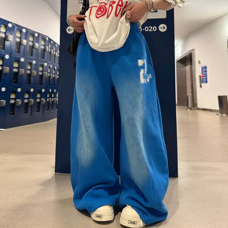 

Casual Trousers Ins Internet Celebrity Popular Retro American Slack Feeling Gradient Old Wide-Leg Loose Casual Pants