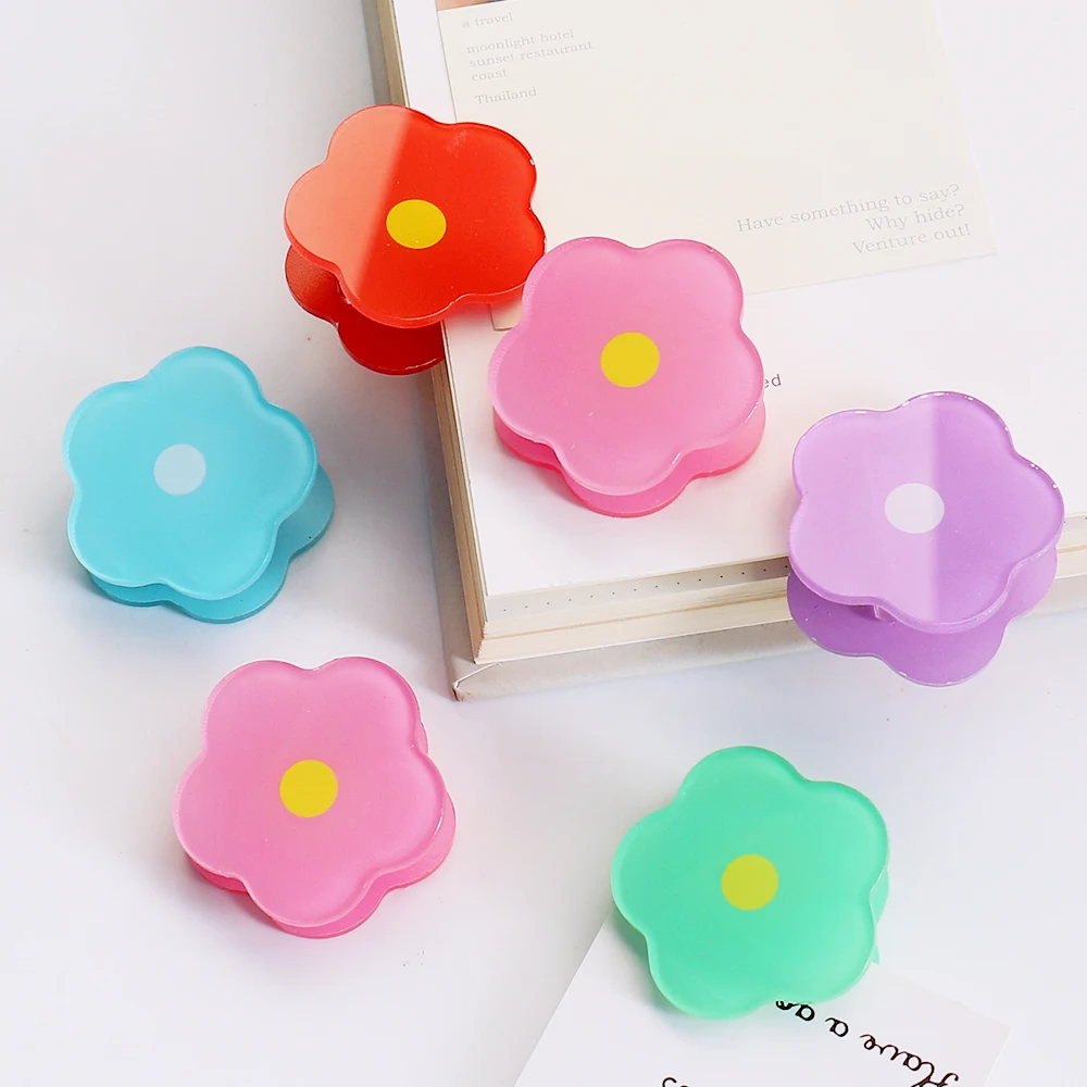 Imagem -06 - Multicolor Flor Acrílico Binder Clip Planner Clips Braçadeira de Papel Material Decorativo para Escritório Papelaria Escolar Bonito Pcs Pack