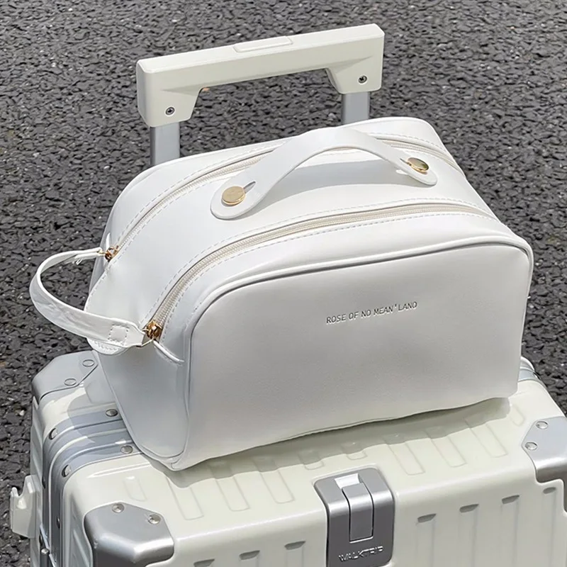 

Вместительная дорожная косметичка, портативная косметичка из искусственной кожи, Женская водонепроницаемая сумка для мытья ванной комнаты, многофункциональный набор туалетных принадлежностей