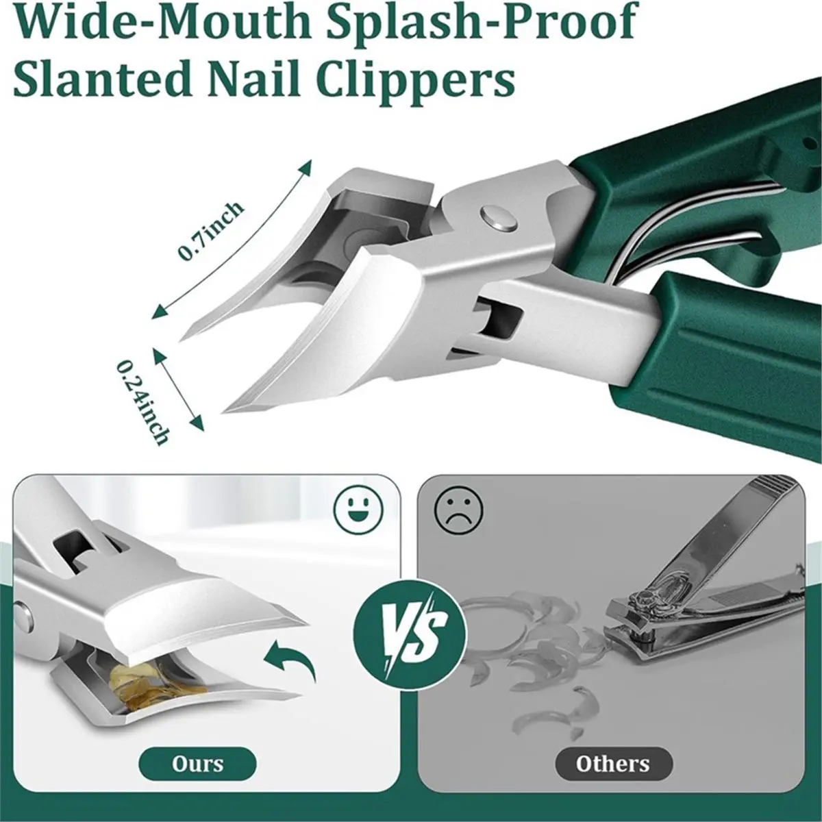 A1246K Eagle Beak Beveled Nails Clippers, Upgrade Stainless Steel Wide Jaw Opening Anti-Splash Nails Clipper Set of 3-Piece SUMM