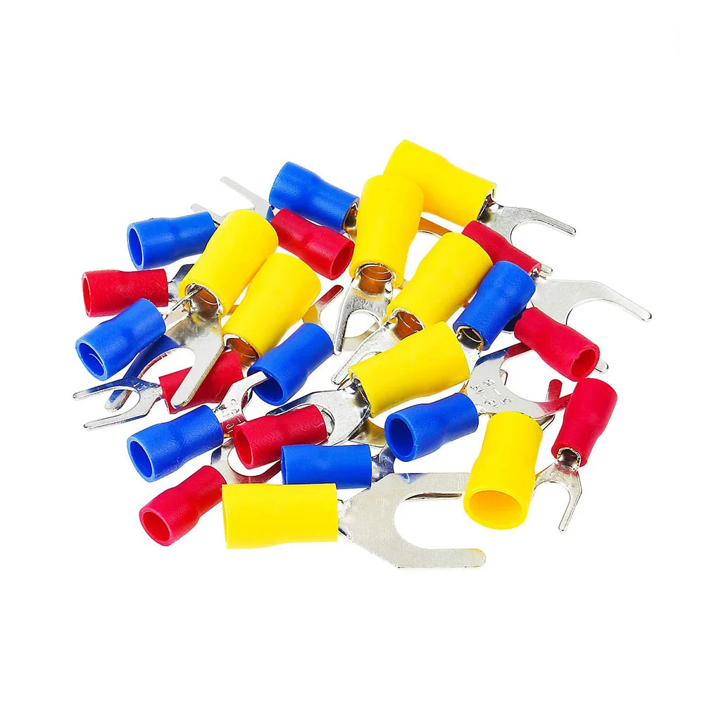 320Pcs Pre-insulated U-Type Spade Wire Terminals Kit, Cold Crimp Fork Electrical Connectors with Storage Box