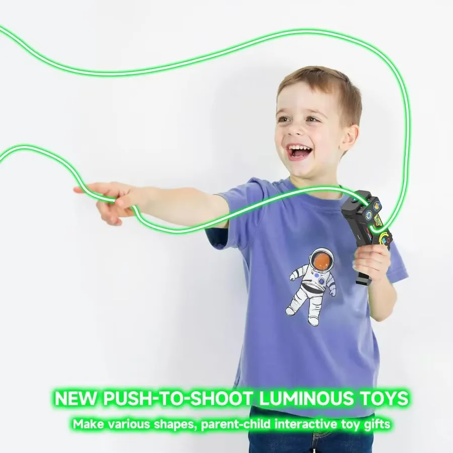 2026 New Rope Launcher Fidget Toy ZipString Handheld Adjustable Speed LED Glow Stress Relief Toy Gift for Kids Boys Girls