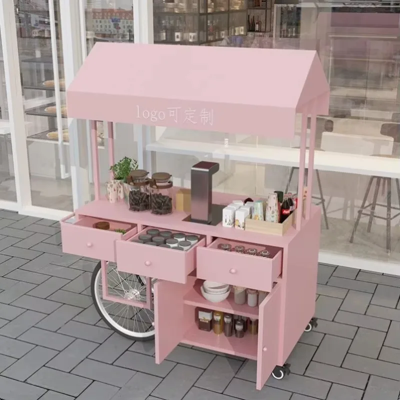 【2026】Outdoor Stall Car Food Street Display Stand Market Activity Car Creative European Wrought Iron Float Trolley Snack Cart