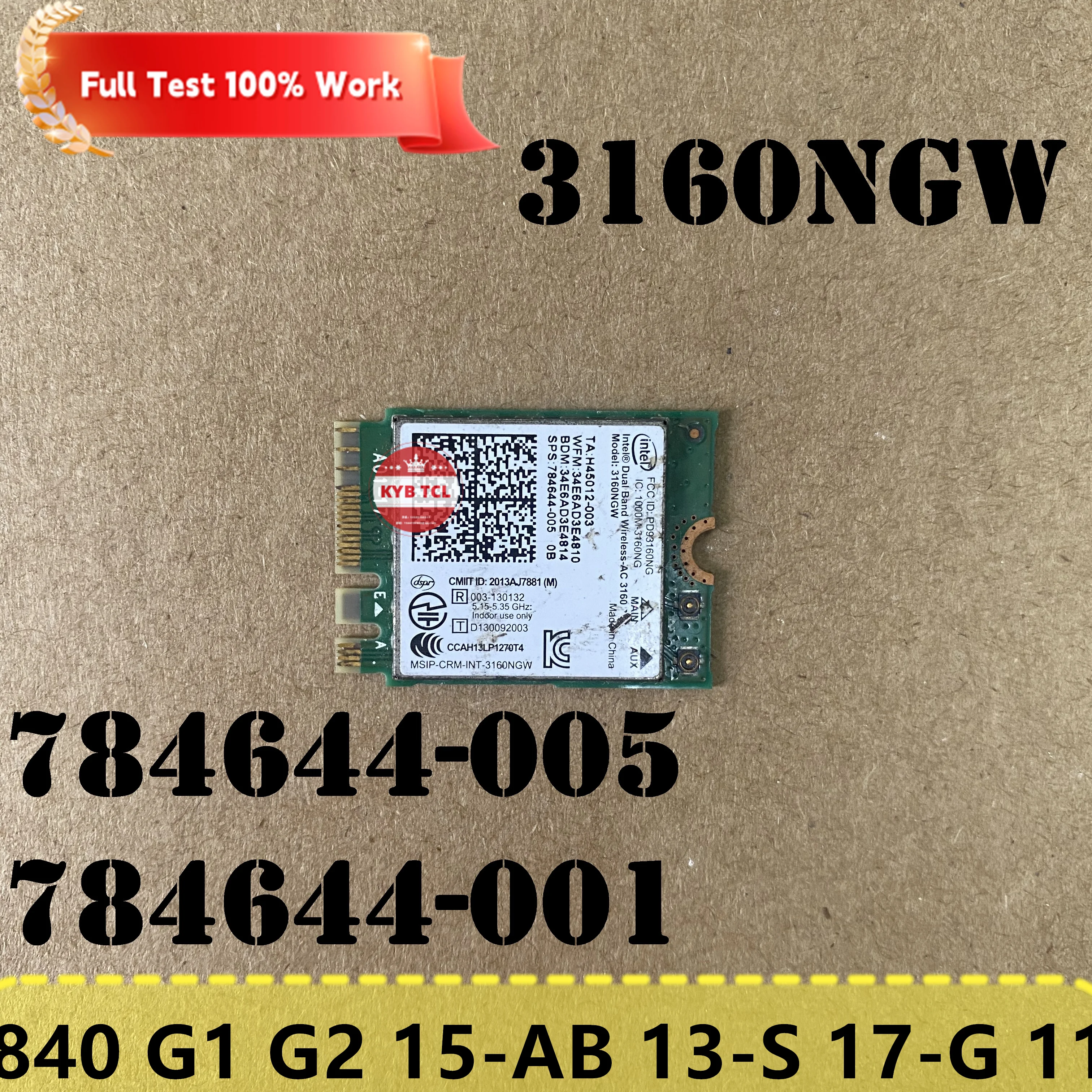 For HP 840 G1 840 G2 15-AB 13-S 17-G 11-K X360 Intel Dual Band Wireless-AC 3160NGW Bluetoth 4.0 WLAN Wi-Fi NEW 784644-001 005