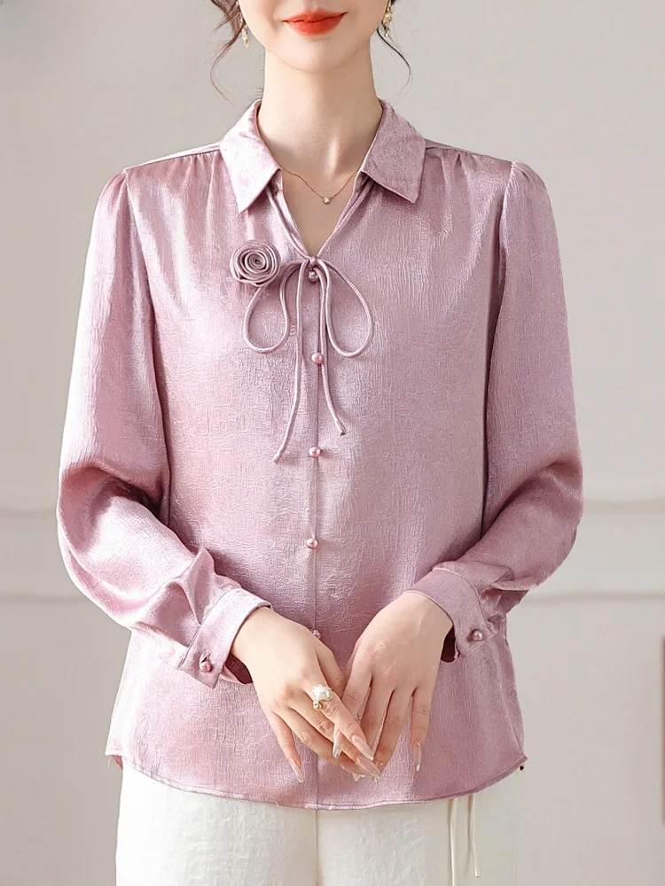 

Spring Faion Long Sve Two-Piece Set for Middle-Aged And ly Women Ladylike National Sle Top And Bot Ensemble