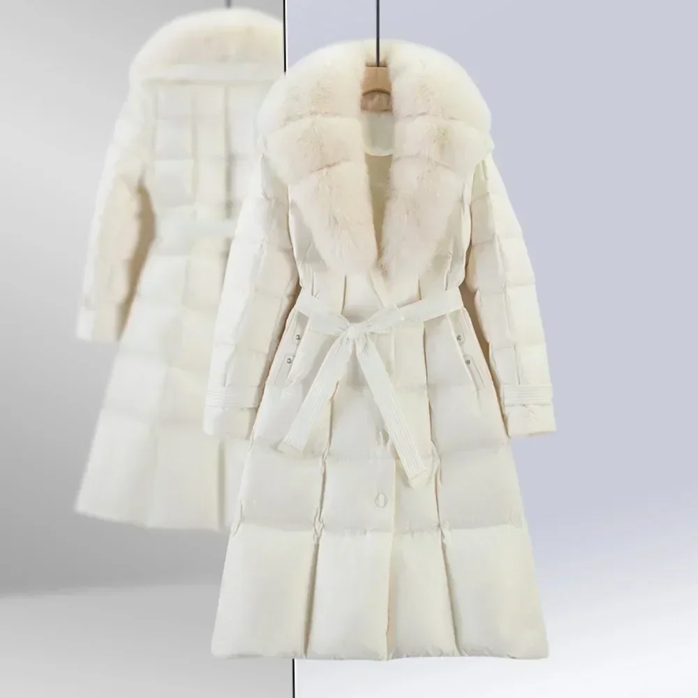 Doudoune en fourrure d'oie blanche pour femme, manteau en fourrure de renard véritable pour femme, veste décontractée à la mode, manteau d'hiver européen, nouveau