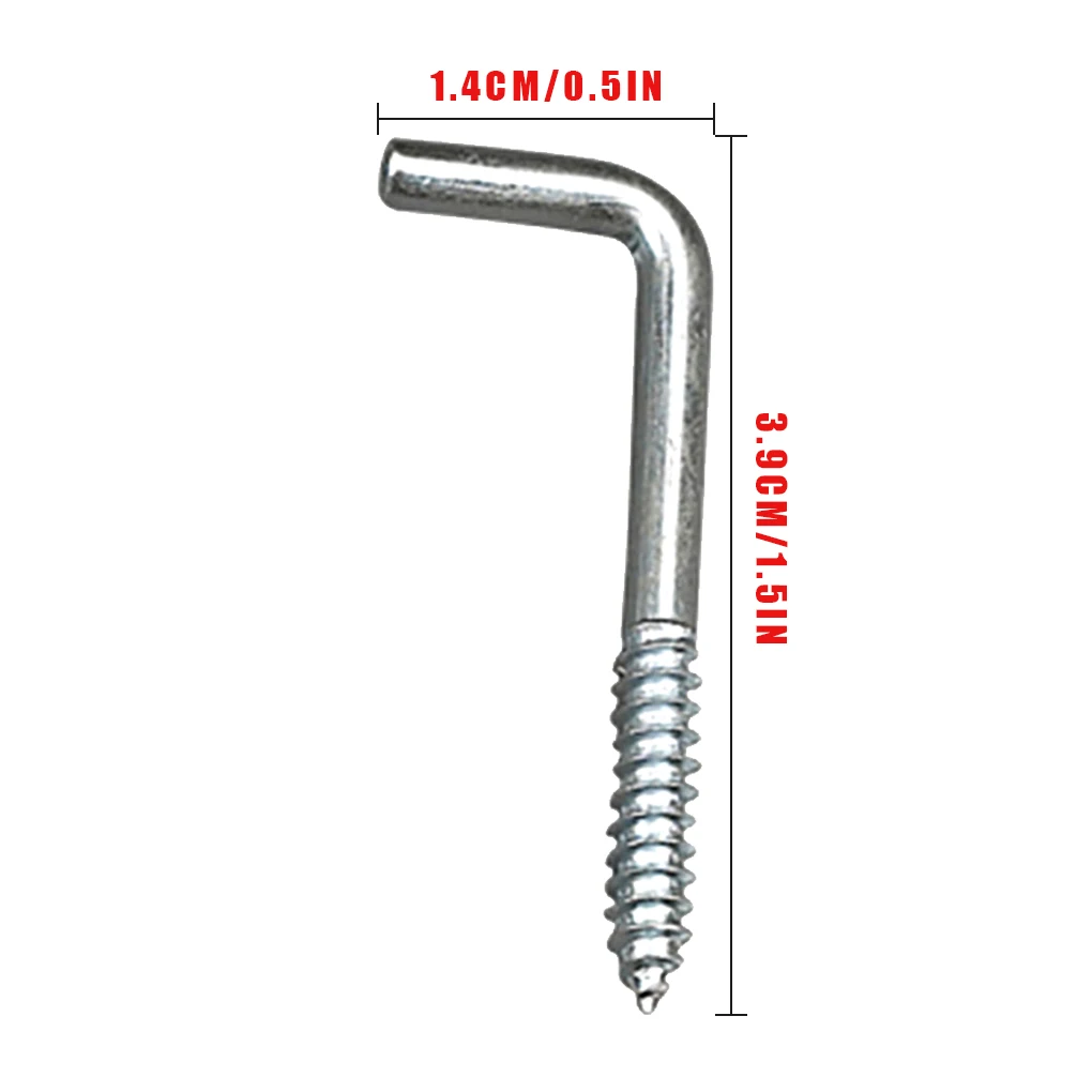 20pcs Metal L Shaped Screw Hook Self Tapping Photo Picture Wall Right Angle Hanger M4x38mm