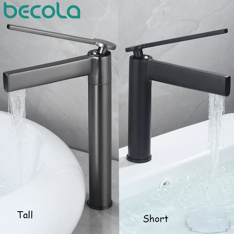 

Becola серый, черный смеситель для раковины в ванной комнате, смеситель с одной ручкой и одним отверстием, настенный смеситель для горячей и холодной воды, смеситель для раковины