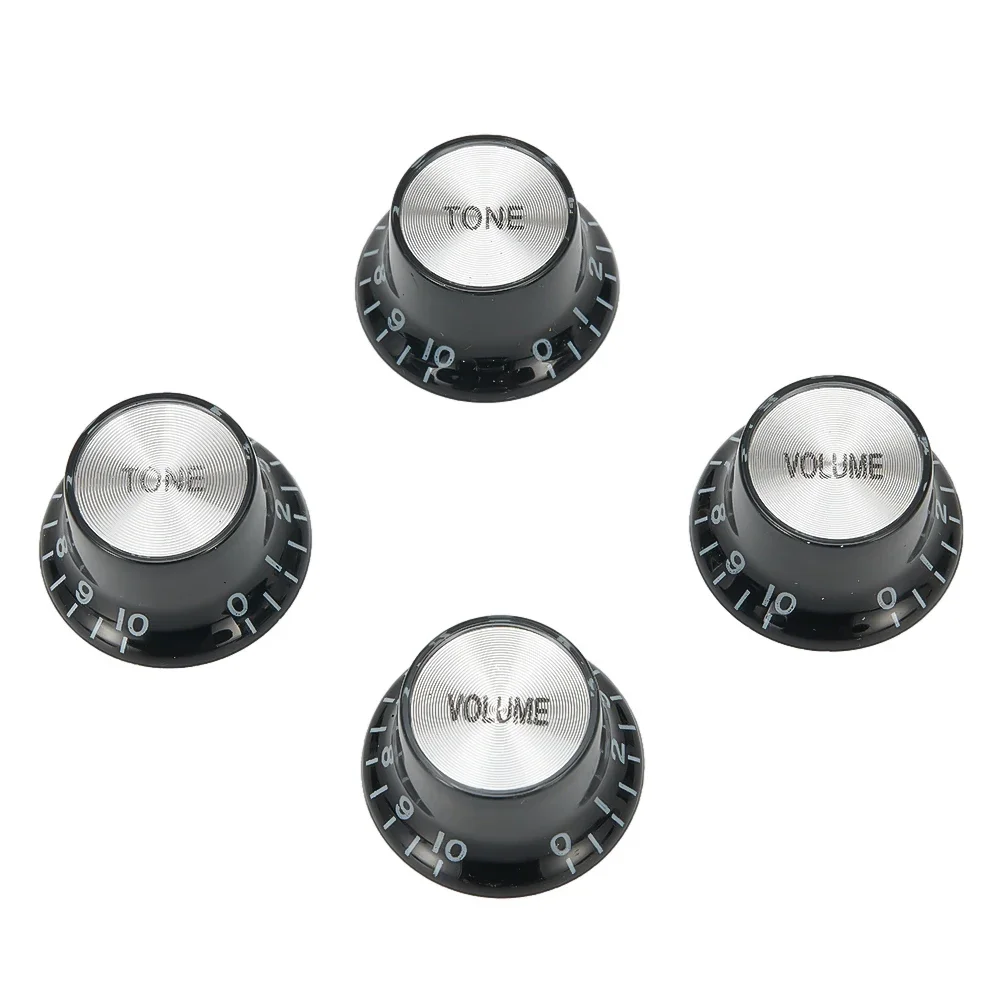 Guitar 2 Tone 2 Volume Control Knob Parts For Gibson Les Paul Epiphone SG 6mm Guitar Diameter Pot Silver Hat Bell Accessories