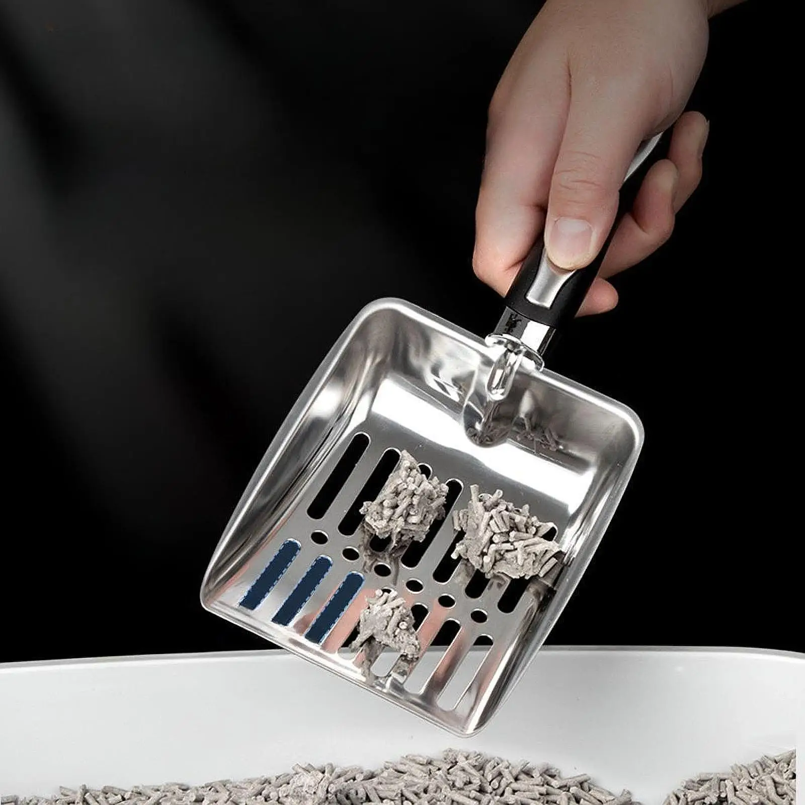 القط القمامة مغرفة المحمولة أداة تنظيف الجوف خارج ملعقة غربلة عميقة هريرة النفايات رافع لجرو كيتي الأرانب القطط الأرنب #2