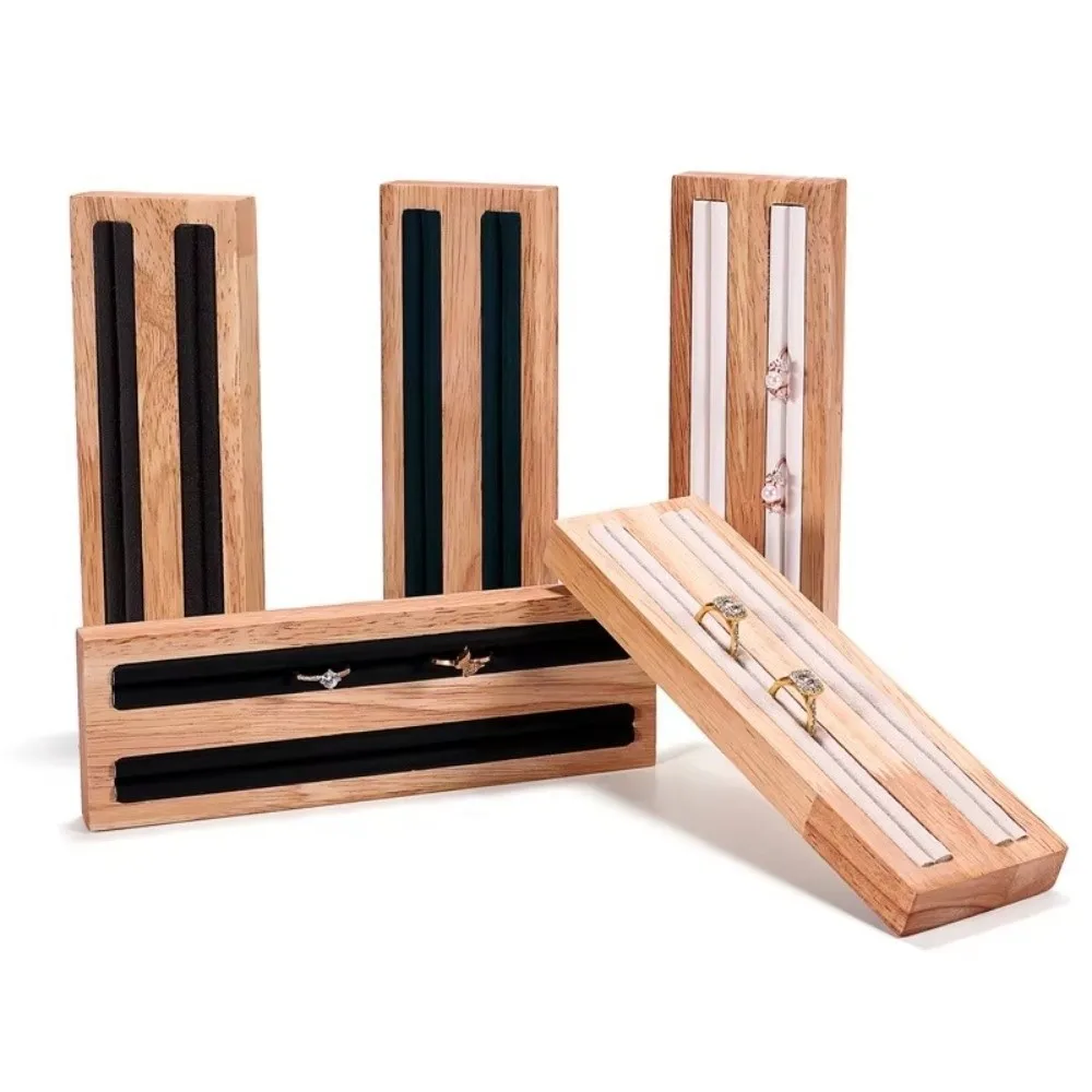 

Solid Wood Ring Jewelry Display Rack Storage Box Velvet/leather Ring Earring Holder Jewelry Organizer Display Prop Jewelry