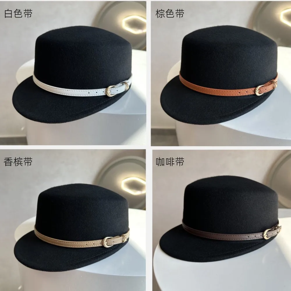 Women Vintage Equestrian Short Brim Hat 100% Pure Wool Cap Molded Classic Casual Street Headwear Warm Fashion Outdoor