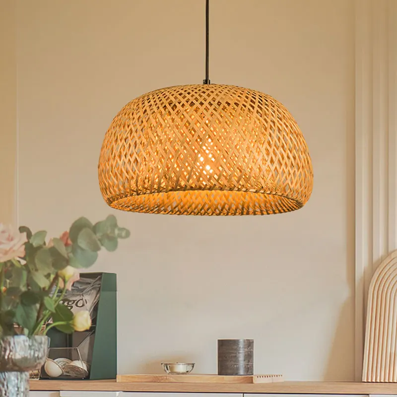 Lampu Gantung Bambu 30cm Lampu Hias Rotan Alami Anyaman E27 LED Lampu Chandelier Kap Lampu Tenun Tangan Perlengkapan Pencahayaan Lampu Gantung