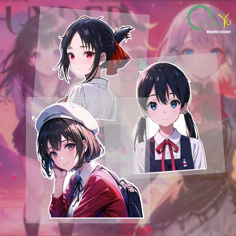 JDM Anime Girl Student Uniform Fun Stickers Car Window Motorcycle Electric Car Car Reflective Waterproof Sticker