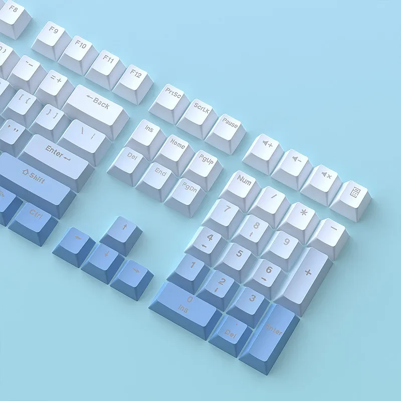 Sky Blue Shine Through Keycap PBT Doubleshot OEM Profile for All MX 61% 66% 98 %100% 108% Mechanical Keyboard