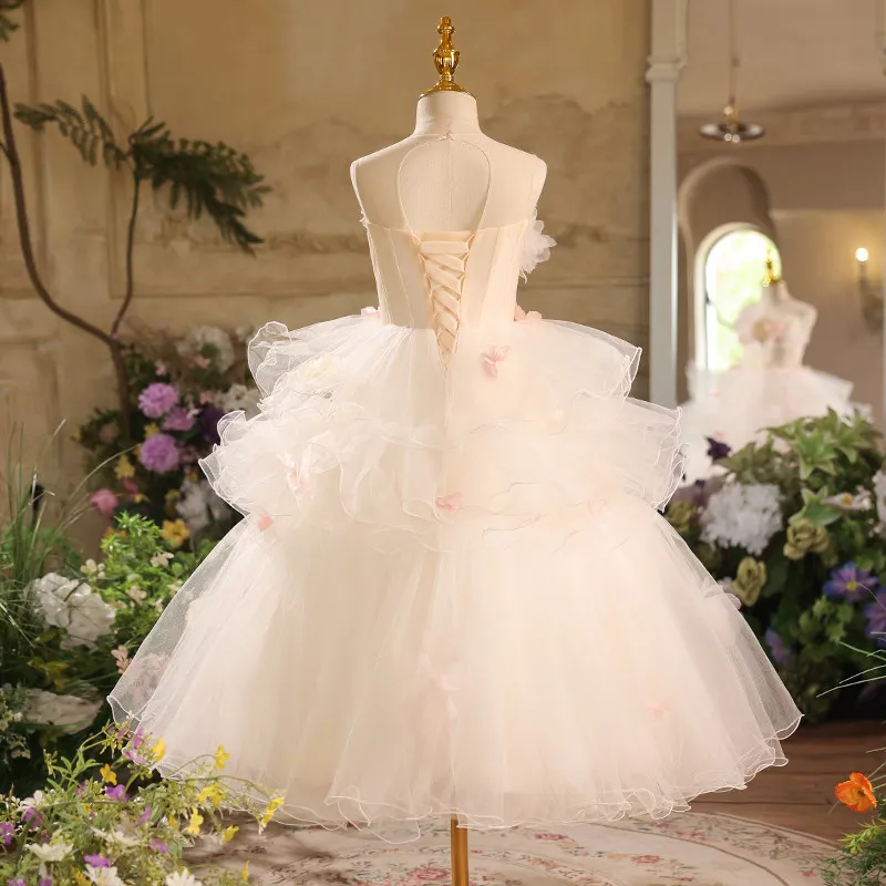 

Детское праздничное платье из фатина с оборками и 3D цветами для девочек: на свадьбу, день рождения, выпускной, бал, конкурс красоты