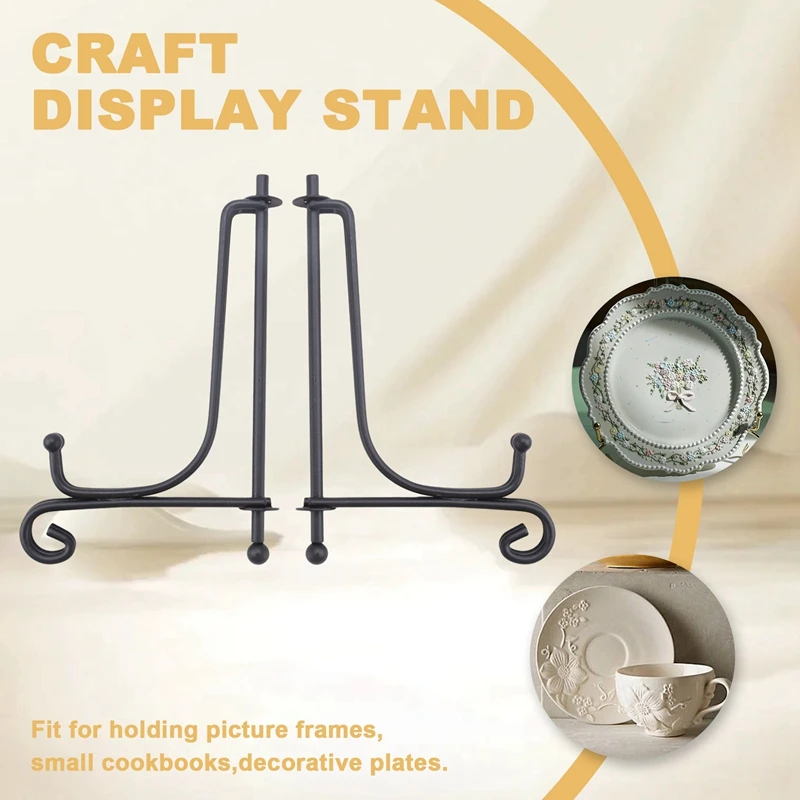 (4 pack)Iron Display Stand, Easel Plate Display Photo Holder Stand, Displays Picture Frames, Cookbooks, Decorative