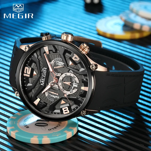 MEGIR Men s Watches 2222 Luxury Silicone Strap Business Quartz Watch for Male Top Brand Waterproof Army Sport Wristwatches AliExpress