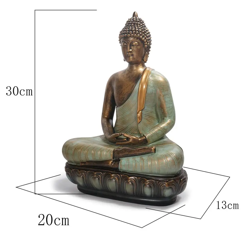 Resin Sitting Meditating Buddha Ornament Statue Textured Bronze Finish AsianThemed Sculpture Decor Yard