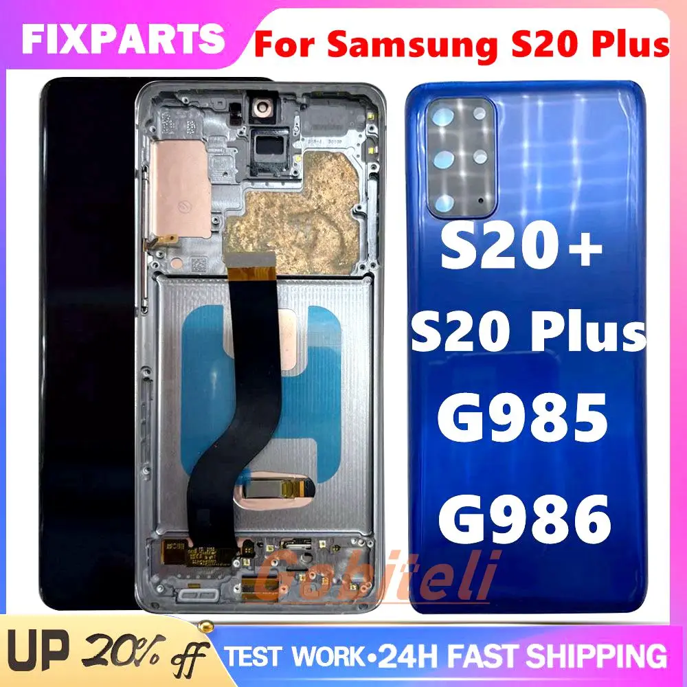 

Tested Super AMOLED S20 Plus Screen with Frame, For Samsung Galaxy S20+ G985 G985F Lcd Display Digital Touch Screen Replacement