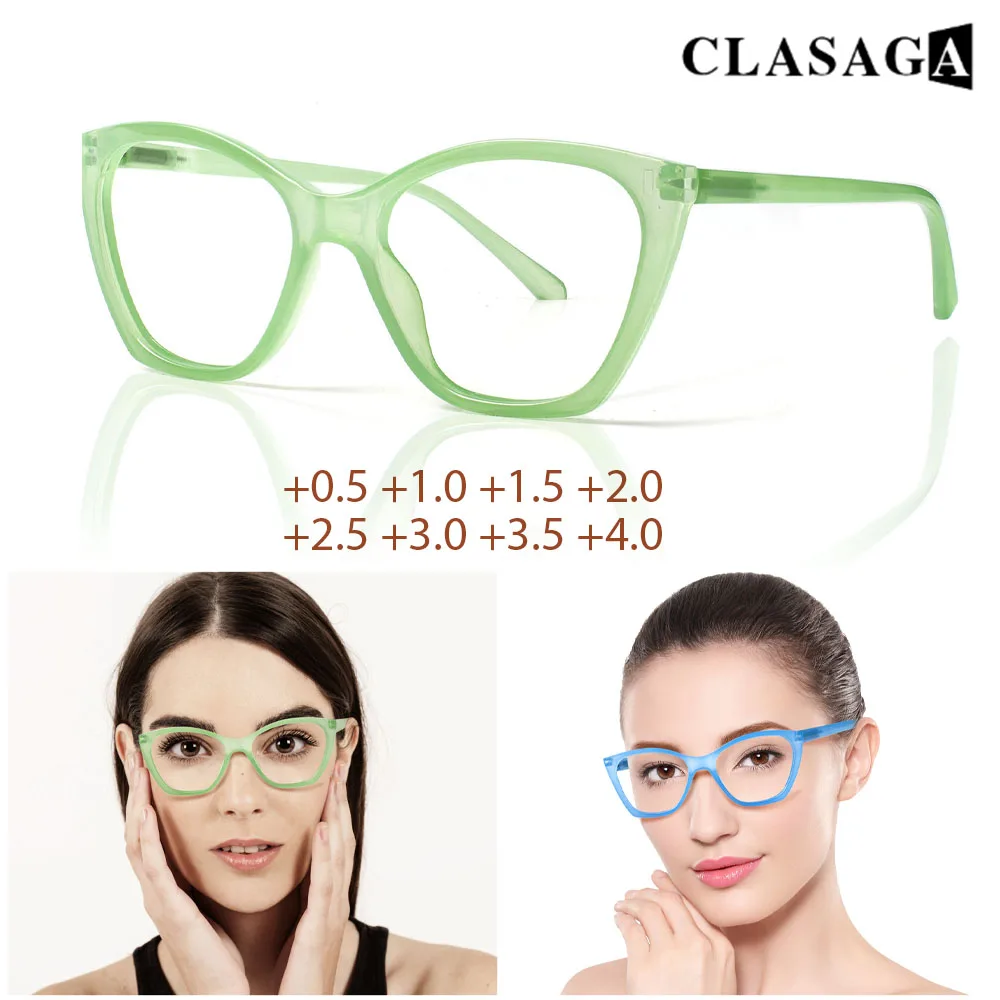 Women's Fashion Anti-Blue Light Reading Glasses Butterfly Frames Trendy Presbyopia Glasses Spring Hinge Prescription Glasses