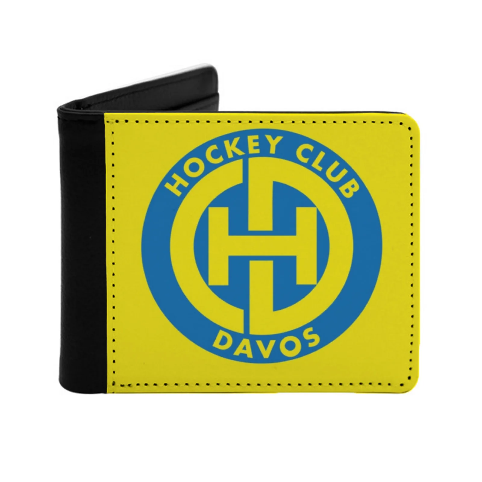 

Hc David Швейцария Хоккейный логотип на желтом фоне Новый мужской кошелек Короткий модный кошелек из искусственной кожи Кошелек с несколькими картами Hc