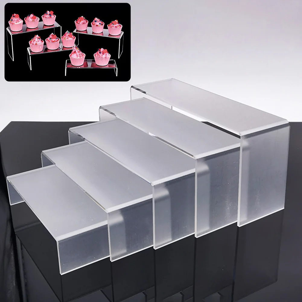 5 Pcs Acrylic Display Stand Clear Cologne Organizer Acrylic Shelves For Figures Toy Cupcake Food Dessert Perfume Display Stands