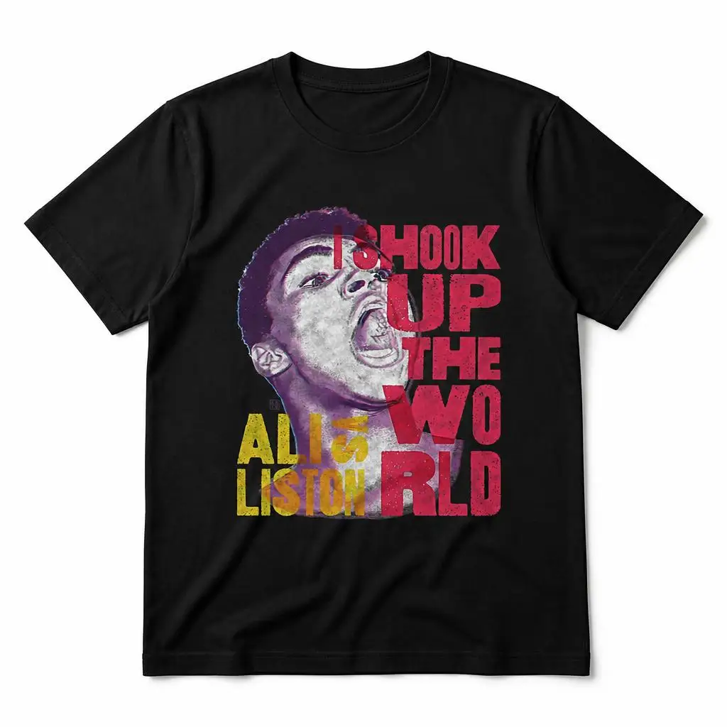 Shook The World Muhammad-Alis T Shirts Casual Tees Short Sleeve Round Collar T-Shirt Pure Cotton Tops
