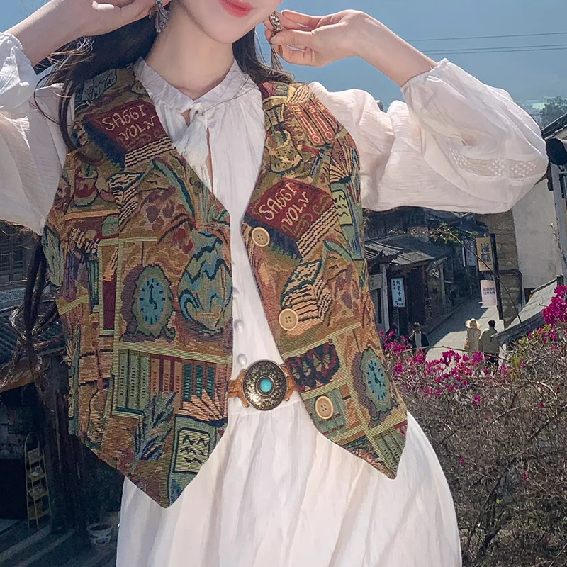 

n Sle Embroidered Jaet ort Length Vaion Wear assland Theme Women's Vest Inner Wear Polyester Fiber