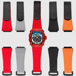 High quality Genuine Leather strap, suitable for Richard Mille nylon strap, men's RM50/53 4-star 5-starscrewdriver, 25mm