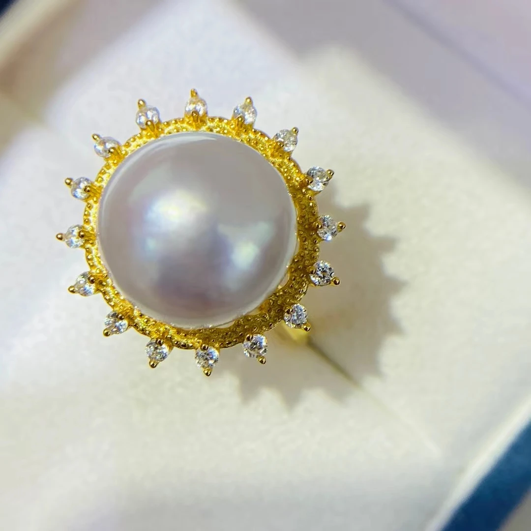 

Регулируемое кольцо из стерлингового серебра S925, фурнитура, крепления, аксессуары, детали, фитинги для жемчуга 12-13 мм, 5 шт./лот