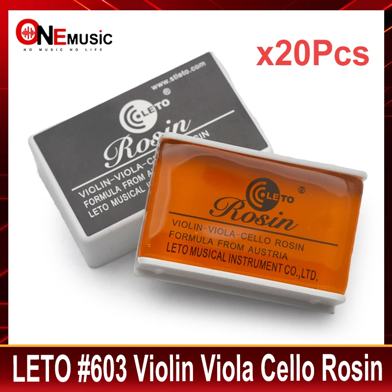 20Pcs LETO #603 Good Quality Violin Viola Cello Rosin Square Shape with Plasic Box Black