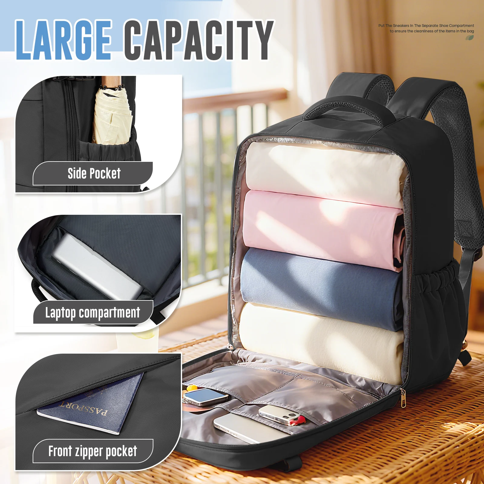 حقيبة ظهر Ryanair مقاس 40 × 30 × 20، حقيبة ظهر Easyjet Wiz Cabin Airplane، حقيبة ظهر للسفر للنساء والرجال تحمل حقيبة كمبيوتر للأعمال